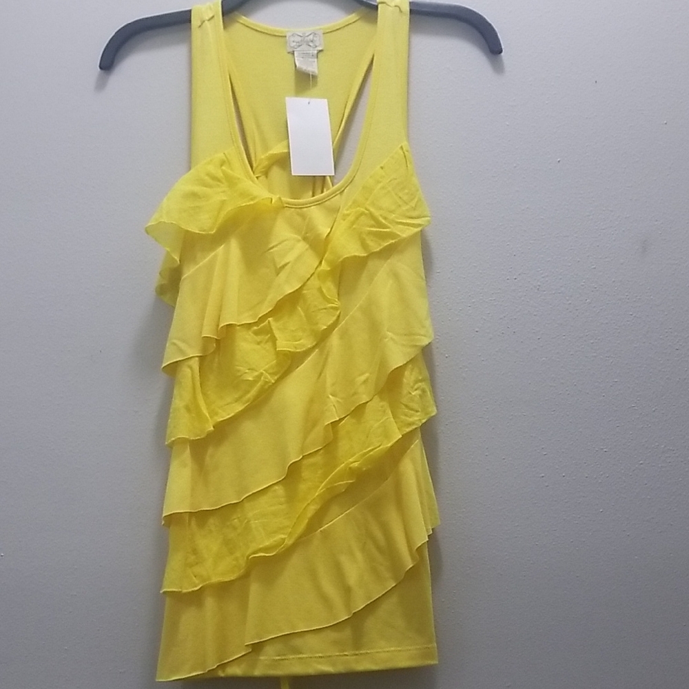 Yellow Ruffled Sleeveless Top. Size M